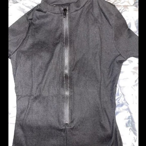 Knitted Rib Long Sleeve Black Jumpsuit - Picture 3 of 3